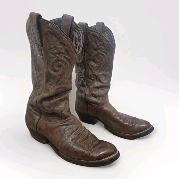 Vintage Justin Men\'s Size 8D Brown Cowboy Western Boot Style 1351 USA
